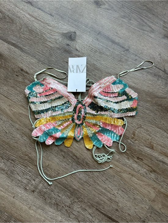 Zara Tops - Zara Sequin Butterfly Top